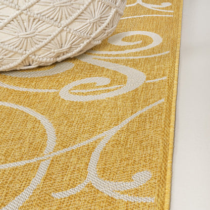 8' Yellow And Cream Floral Indoor Outdoor Runner Rug HomeRoots