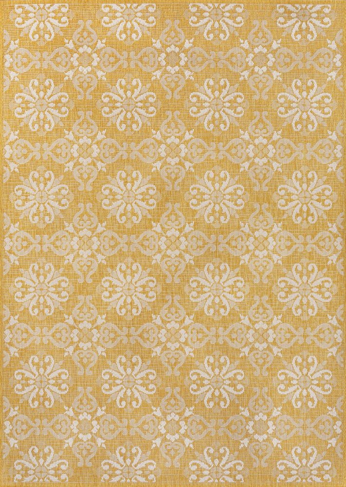 3' X 5' Yellow And Cream Floral Indoor Outdoor Area Rug HomeRoots