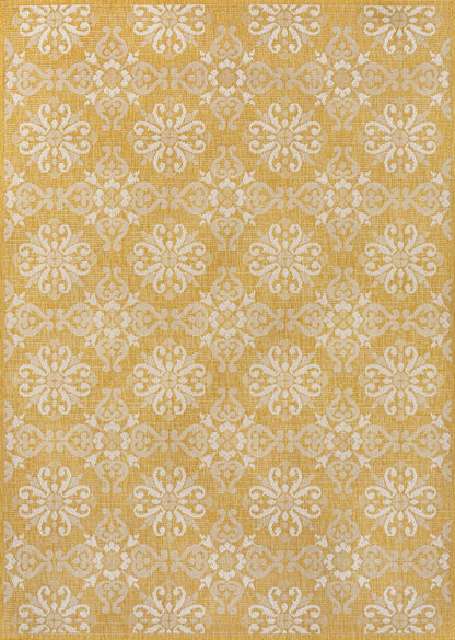 3' X 5' Yellow And Cream Floral Indoor Outdoor Area Rug HomeRoots