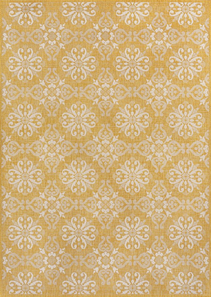 8' X 10' Yellow And Cream Floral Indoor Outdoor Area Rug HomeRoots