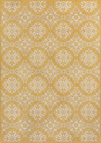 8' X 10' Yellow And Cream Floral Indoor Outdoor Area Rug HomeRoots