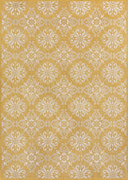 8' X 10' Yellow And Cream Floral Indoor Outdoor Area Rug HomeRoots