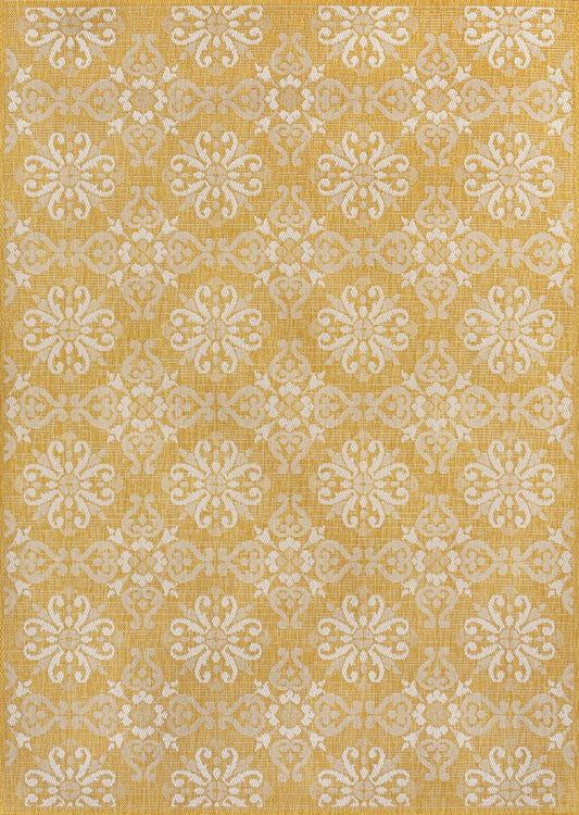 8' X 10' Yellow And Cream Floral Indoor Outdoor Area Rug HomeRoots