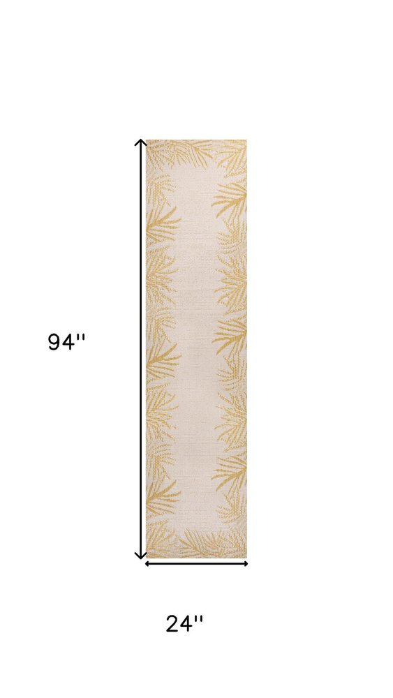 8' Yellow And Cream Floral Indoor Outdoor Runner Rug HomeRoots