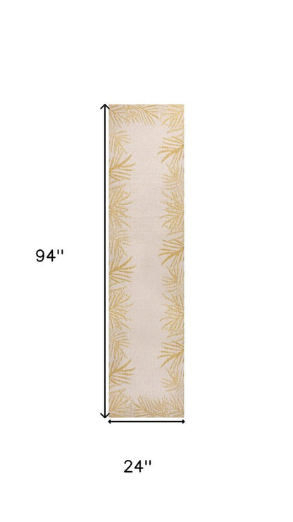 8' Yellow And Cream Floral Indoor Outdoor Runner Rug HomeRoots