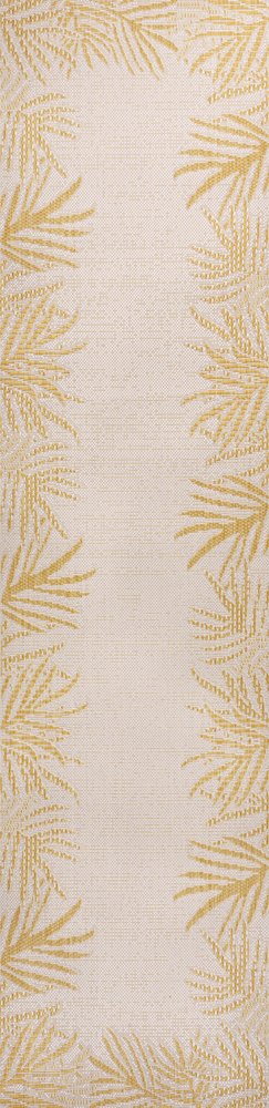 8' Yellow And Cream Floral Indoor Outdoor Runner Rug