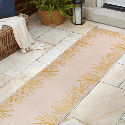 8' Yellow And Cream Floral Indoor Outdoor Runner Rug