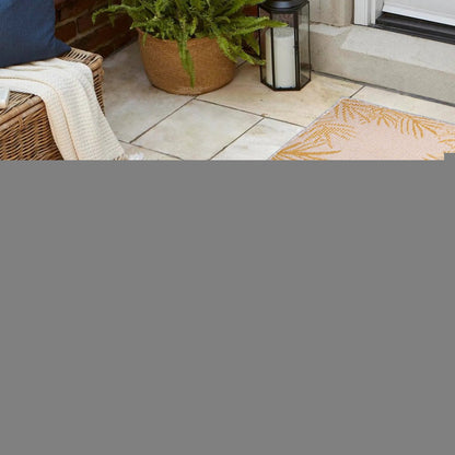 8' Yellow And Cream Floral Indoor Outdoor Runner Rug