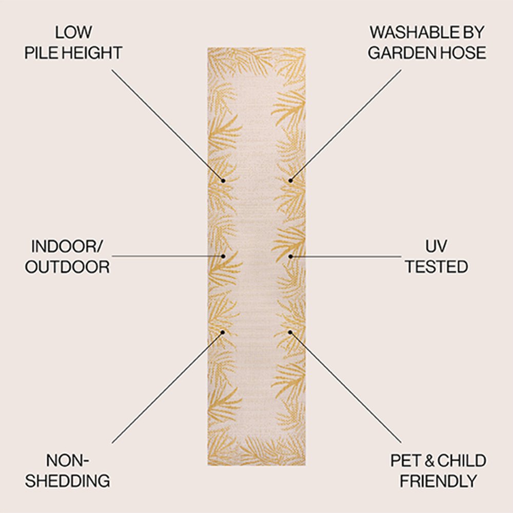 8' Yellow And Cream Floral Indoor Outdoor Runner Rug