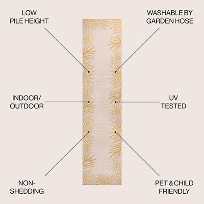 8' Yellow And Cream Floral Indoor Outdoor Runner Rug