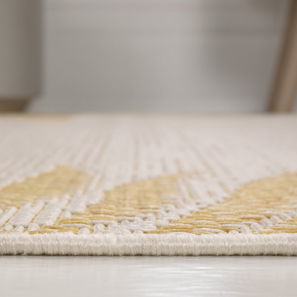 8' Yellow And Cream Floral Indoor Outdoor Runner Rug