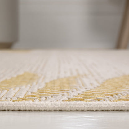 8' Yellow And Cream Floral Indoor Outdoor Runner Rug