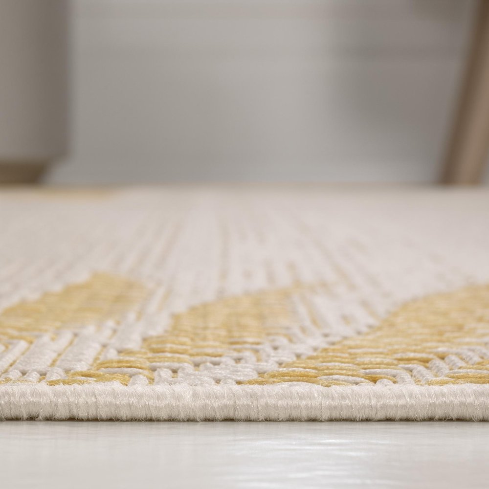 8' Yellow And Cream Floral Indoor Outdoor Runner Rug HomeRoots