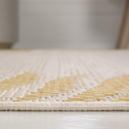 8' Yellow And Cream Floral Indoor Outdoor Runner Rug HomeRoots