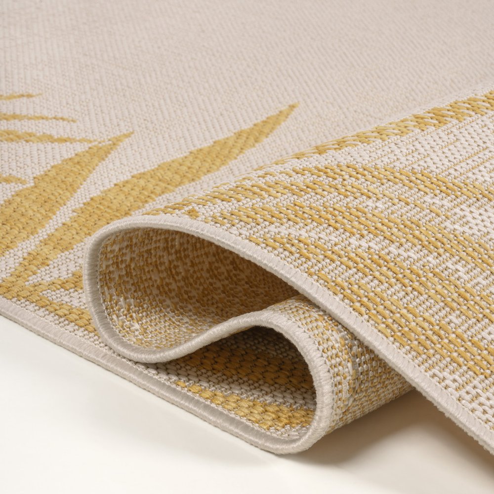 8' Yellow And Cream Floral Indoor Outdoor Runner Rug HomeRoots