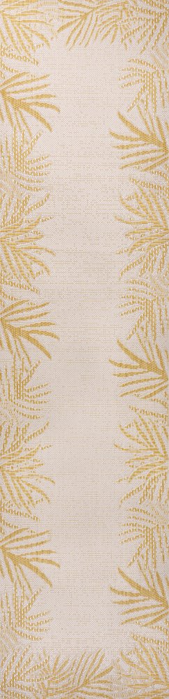 8' Yellow And Cream Floral Indoor Outdoor Runner Rug