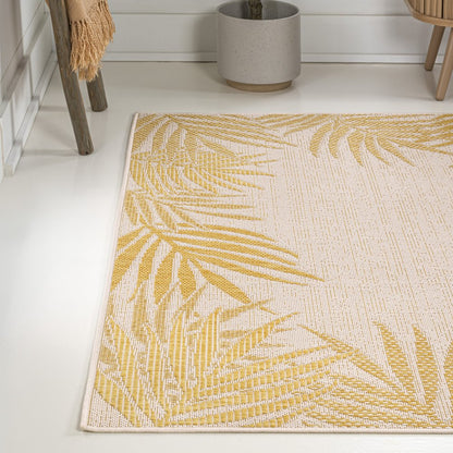 3' X 5' Yellow And Cream Floral Indoor Outdoor Area Rug