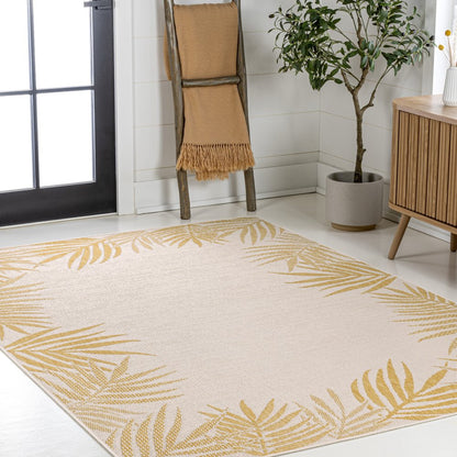 3' X 5' Yellow And Cream Floral Indoor Outdoor Area Rug