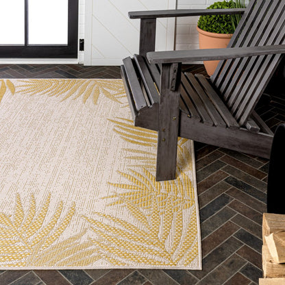 3' X 5' Yellow And Cream Floral Indoor Outdoor Area Rug