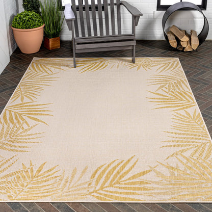 3' X 5' Yellow And Cream Floral Indoor Outdoor Area Rug