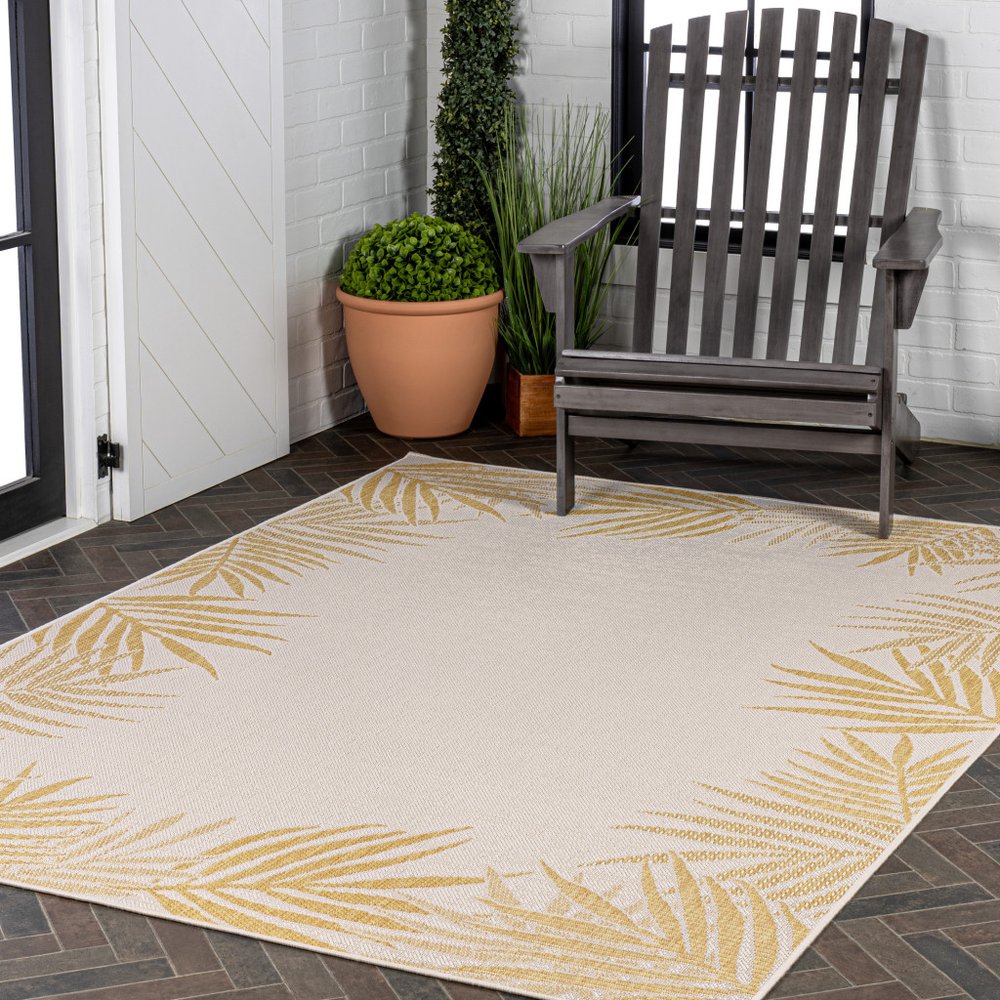 3' X 5' Yellow And Cream Floral Indoor Outdoor Area Rug