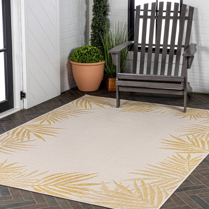 3' X 5' Yellow And Cream Floral Indoor Outdoor Area Rug