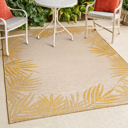 3' X 5' Yellow And Cream Floral Indoor Outdoor Area Rug