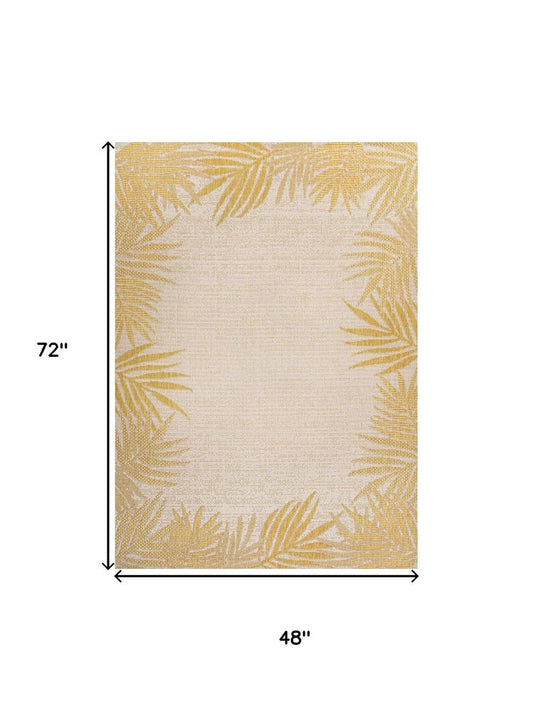 4' X 6' Yellow And Cream Floral Indoor Outdoor Area Rug HomeRoots