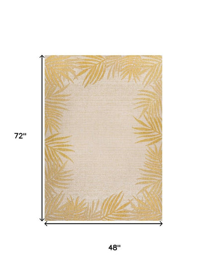 4' X 6' Yellow And Cream Floral Indoor Outdoor Area Rug HomeRoots