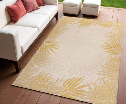 4' X 6' Yellow And Cream Floral Indoor Outdoor Area Rug HomeRoots