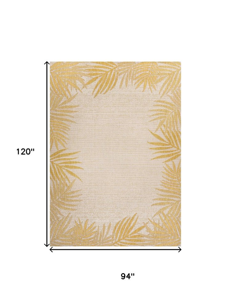 8' X 10' Yellow And Cream Floral Indoor Outdoor Area Rug HomeRoots