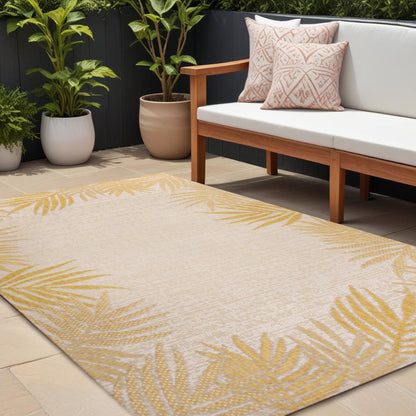 8' X 10' Yellow And Cream Floral Indoor Outdoor Area Rug HomeRoots