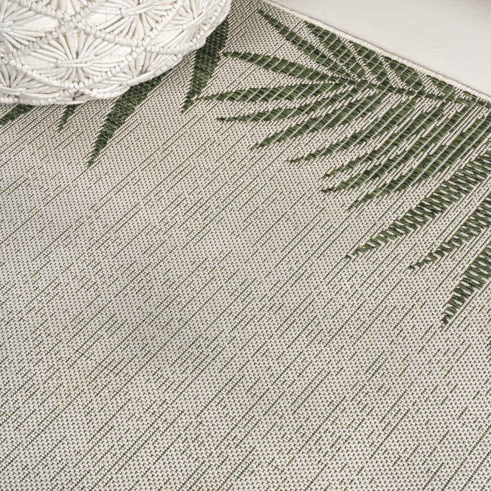 8' Green And Cream Floral Indoor Outdoor Runner Rug HomeRoots