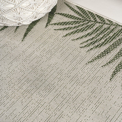 8' Green And Cream Floral Indoor Outdoor Runner Rug HomeRoots