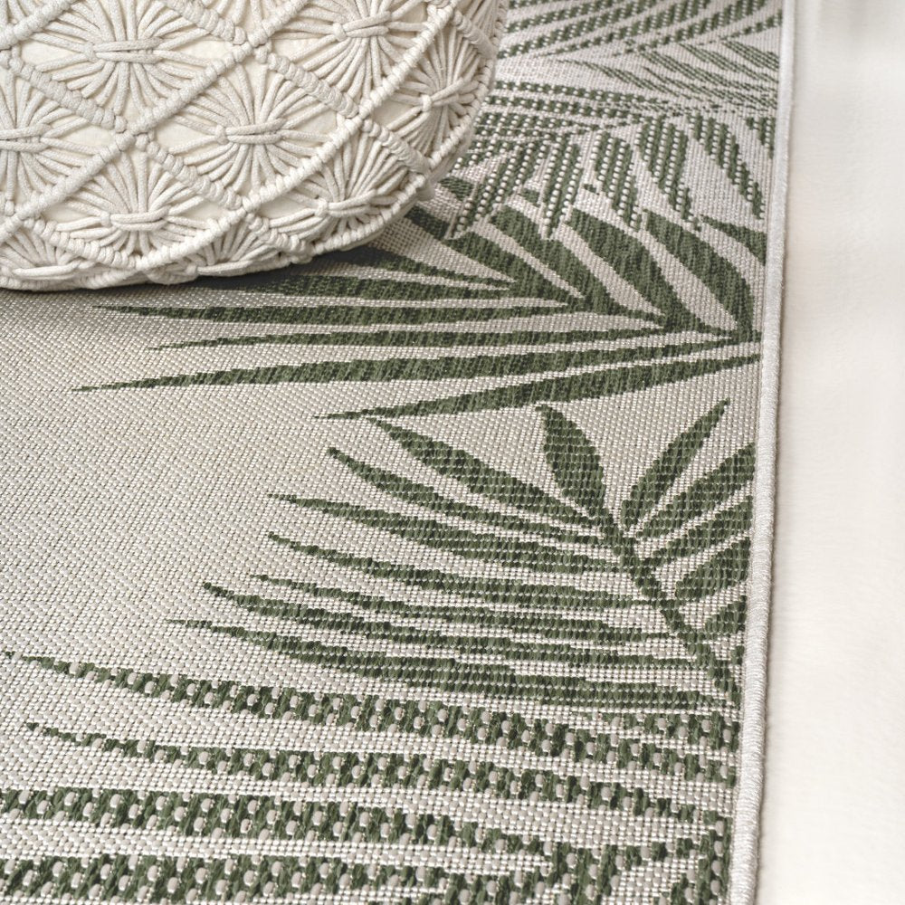 8' Green And Cream Floral Indoor Outdoor Runner Rug HomeRoots