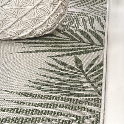8' Green And Cream Floral Indoor Outdoor Runner Rug HomeRoots