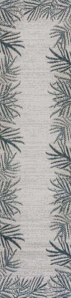 8' Blue And Cream Floral Indoor Outdoor Runner Rug HomeRoots