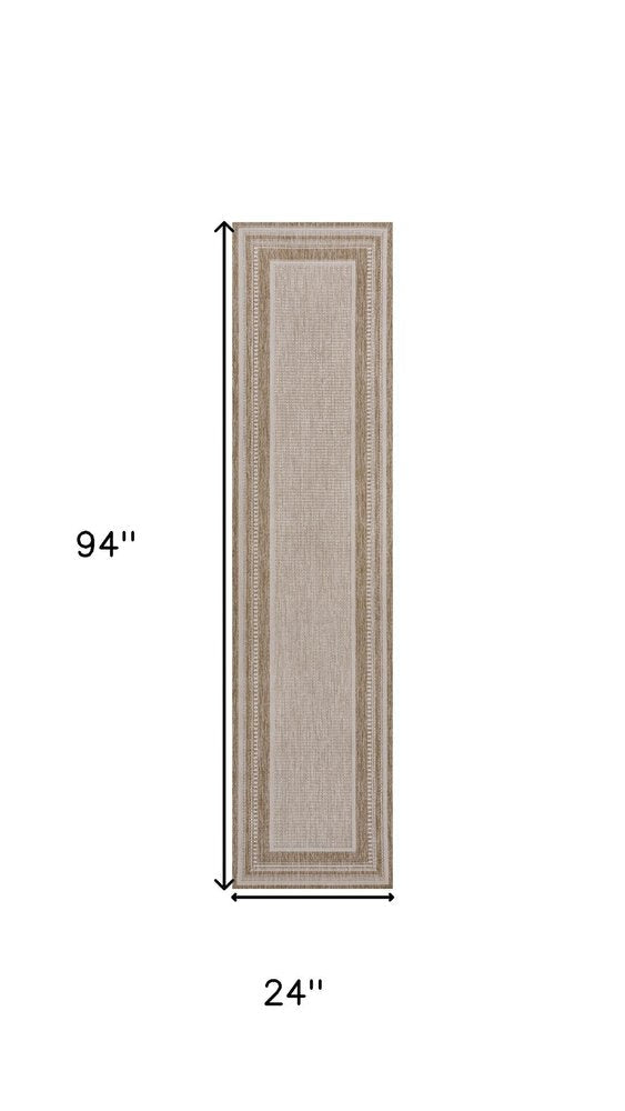 8' Beige And Cream Indoor Outdoor Runner Rug HomeRoots