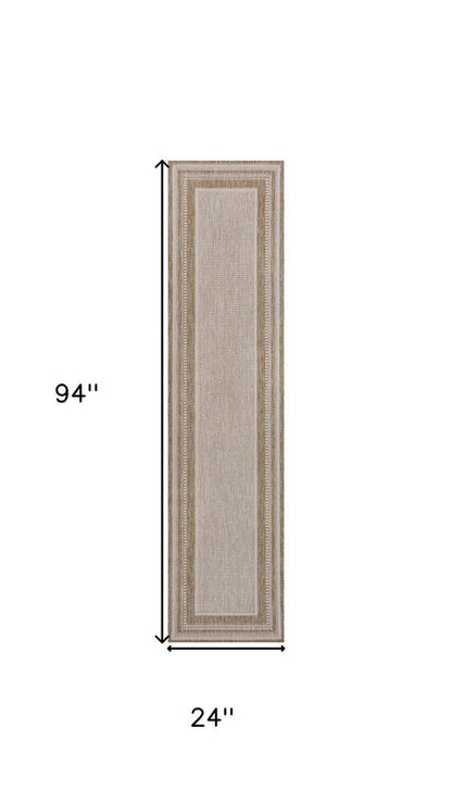 8' Beige And Cream Indoor Outdoor Runner Rug HomeRoots