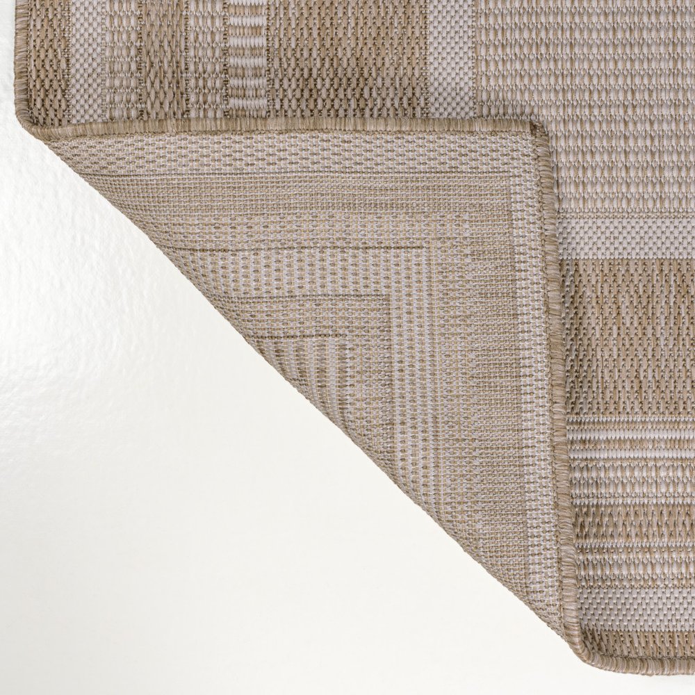8' Beige And Cream Indoor Outdoor Runner Rug HomeRoots