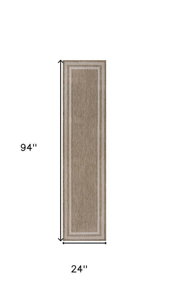 8' Beige And Cream Indoor Outdoor Runner Rug HomeRoots