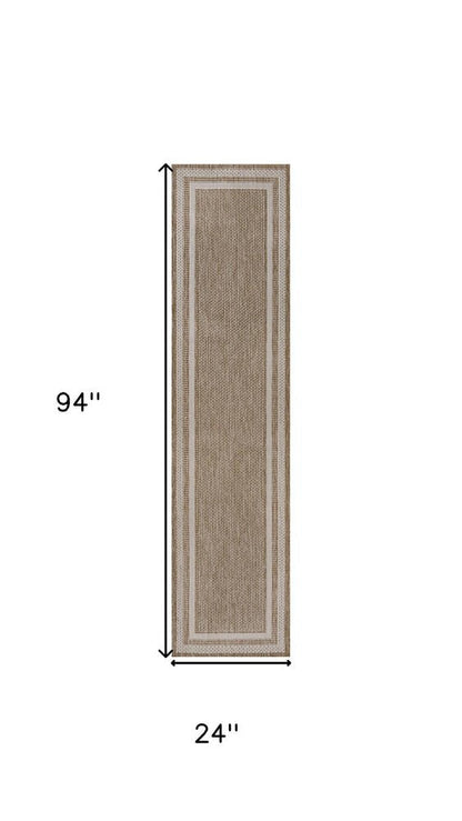 8' Beige And Cream Indoor Outdoor Runner Rug HomeRoots