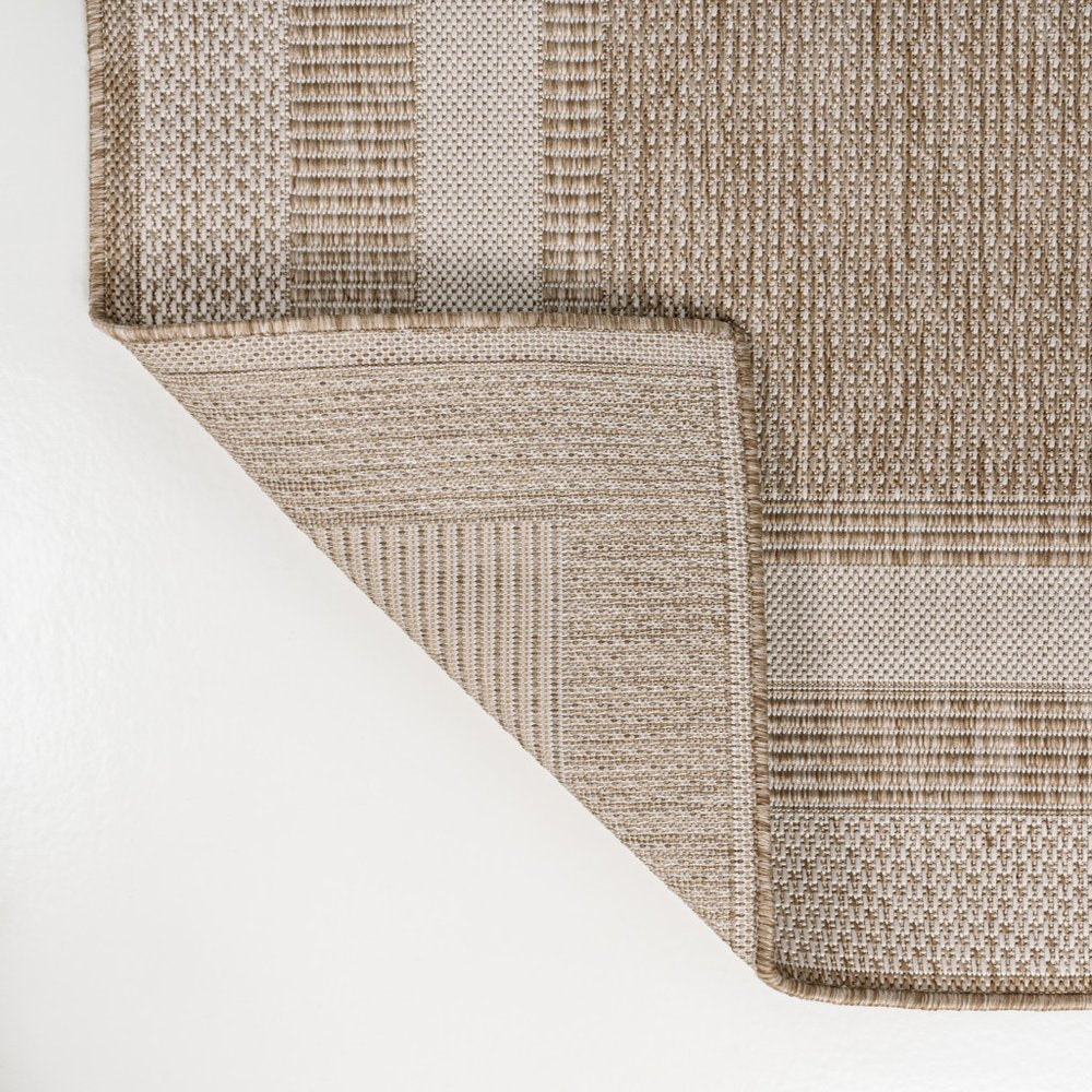 8' Beige And Cream Indoor Outdoor Runner Rug HomeRoots