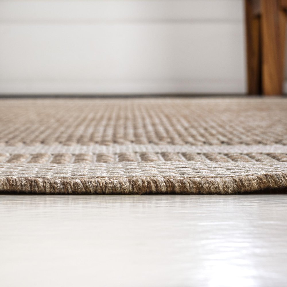 8' Beige And Cream Indoor Outdoor Runner Rug HomeRoots