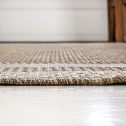 8' Beige And Cream Indoor Outdoor Runner Rug HomeRoots