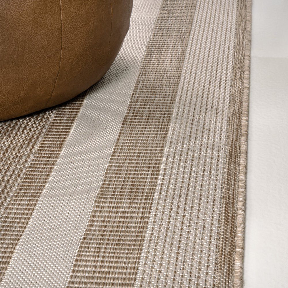 8' Beige And Cream Indoor Outdoor Runner Rug HomeRoots