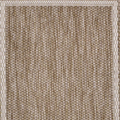 8' Beige And Cream Indoor Outdoor Runner Rug