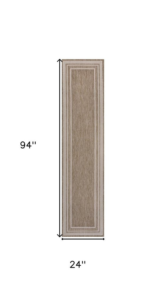 8' Beige And Cream Indoor Outdoor Runner Rug HomeRoots
