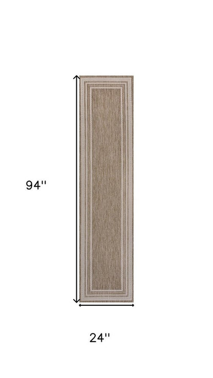 8' Beige And Cream Indoor Outdoor Runner Rug HomeRoots