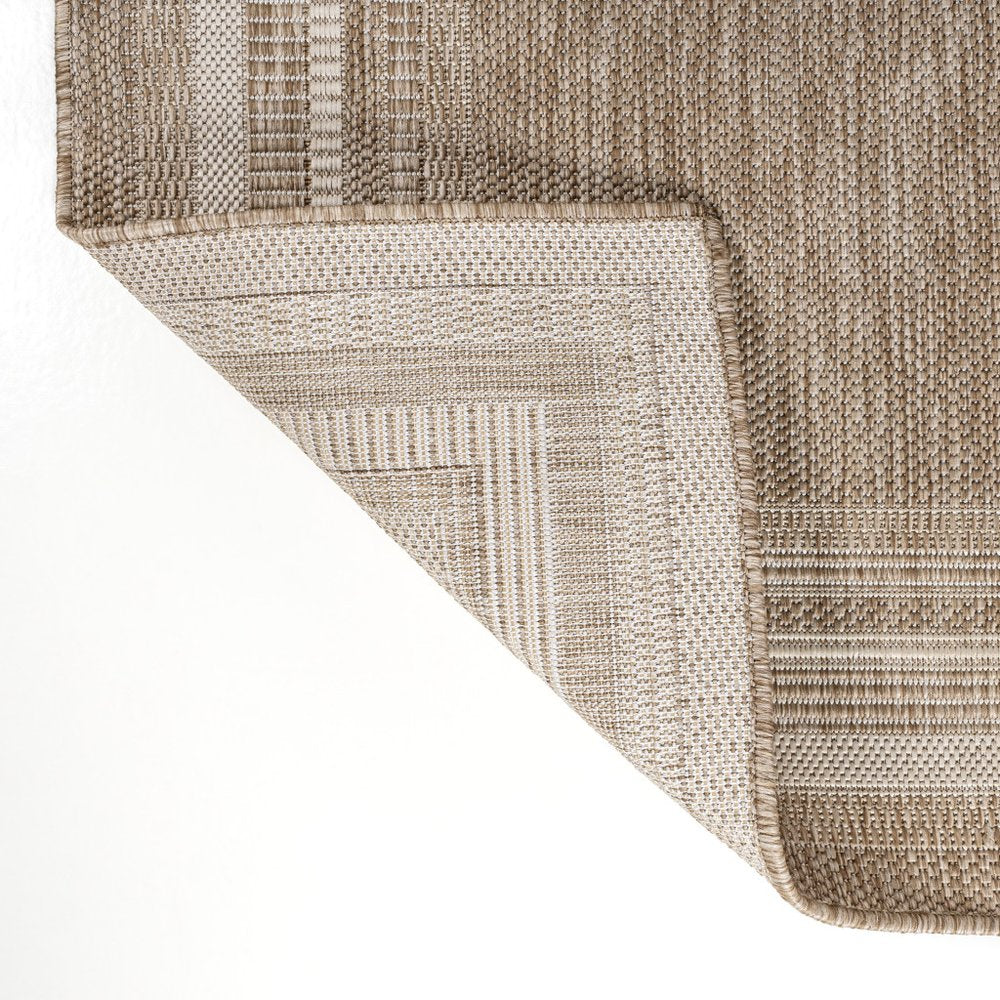 8' Beige And Cream Indoor Outdoor Runner Rug HomeRoots